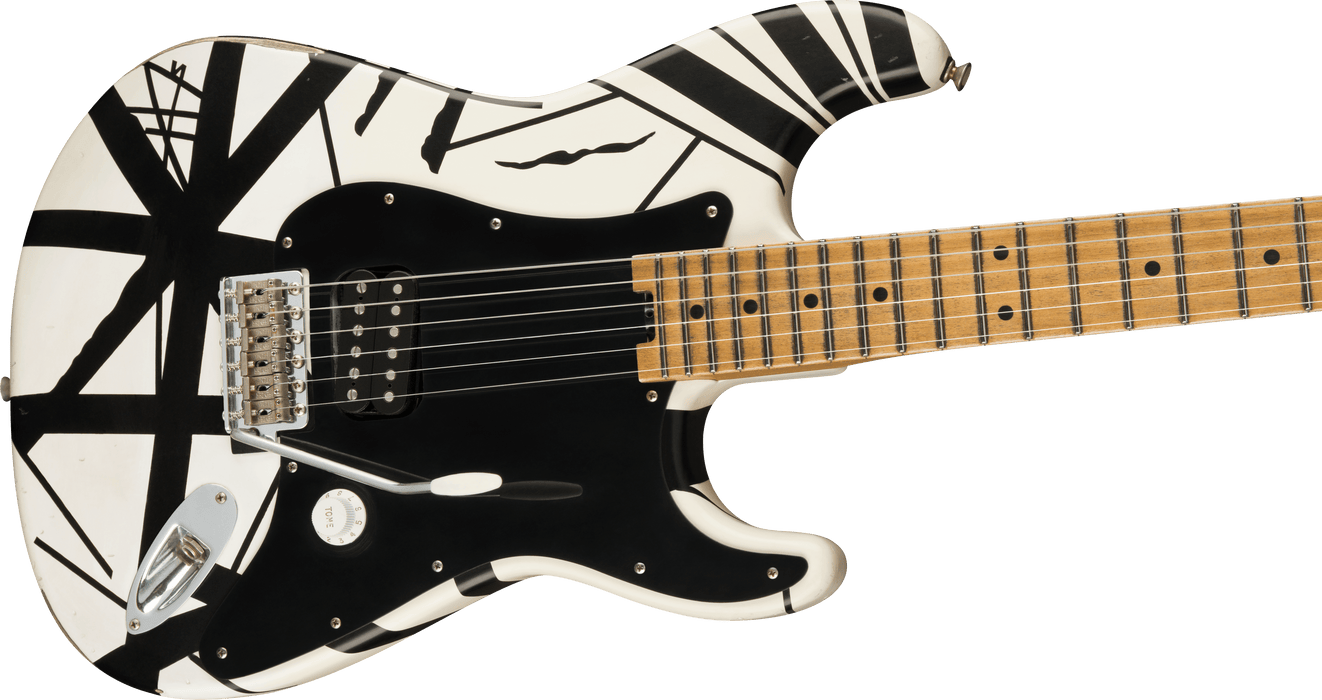 Charvel Striped Series '78 Eruption, Maple Fingerboard, White with Black Stripes Relic With Gig Bag