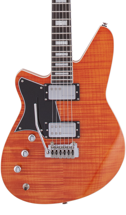 Reverend Bayonet RA HC Wilkinson Tremolo Electric Guitar Rock Orange Flame Maple Left-Handed