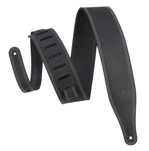 Levy's M17BDS-BLK 2 1/2" Black Pull-up Leather Guitar Strap With Soft Garment Leather Backing