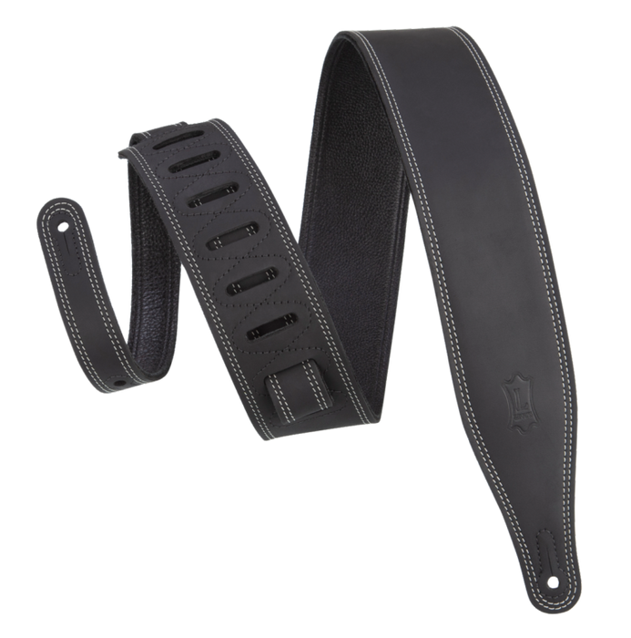 Levy's M17BDS-BLK 2 1/2" Black Pull-up Leather Guitar Strap With Soft Garment Leather Backing