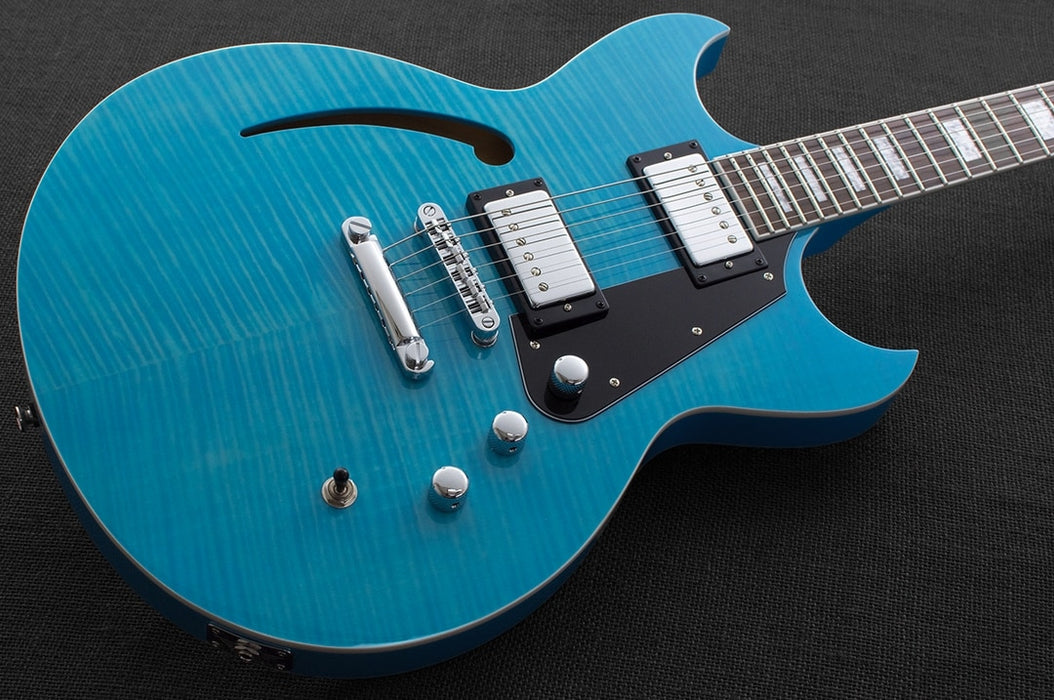 Reverend Manta Ray HB Roasted Maple Neck Electric Guitar Sky Blue Flame Maple