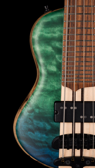 Mayones Cali4 Bass Black Limba Body 3A Quilted Maple Top Trans Blue & Green