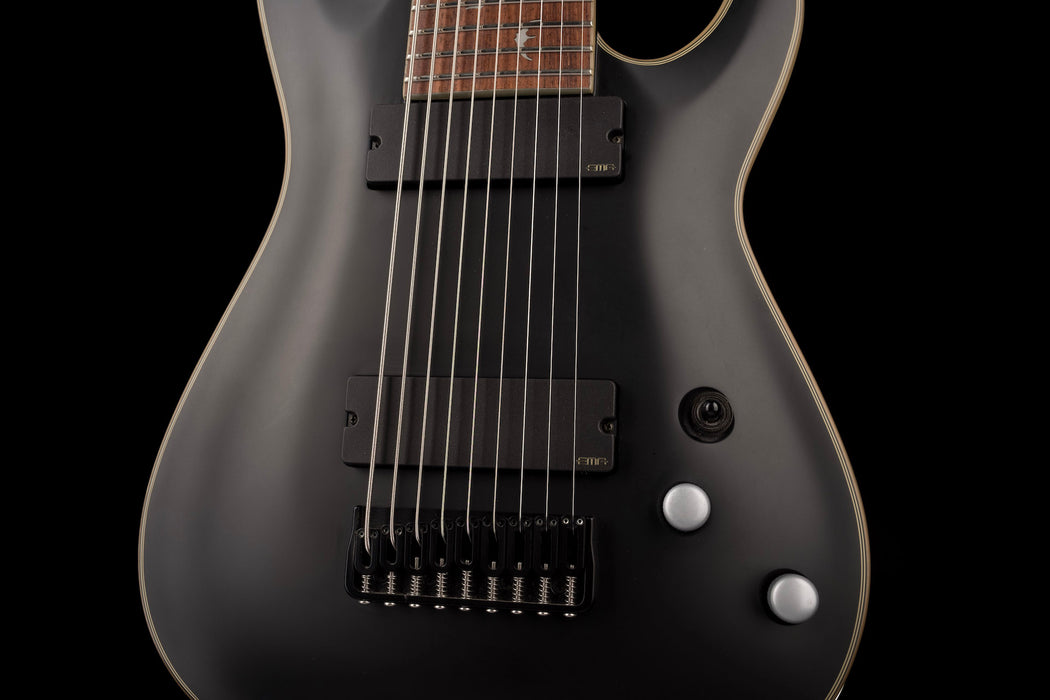 Pre Owned Schecter Damien Platinum 9-string Matte Black Electric Guitar With Gig Bag