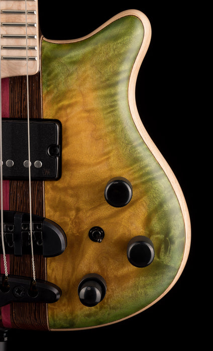 Mayones Cali4 Quilt Maple Top Swamp Ash Back Custom Color Greenburst Matte Finish with Case