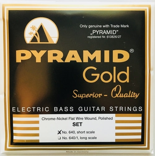 Pyramid Gold Chrome Nickel Flatwound Polished No. 640 40-100 Short Scale Bass Strings