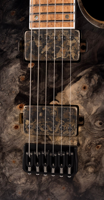 Mayones Duvelle Elte 6 40th Anniversary Master Builder Buckeye Burl Top Natural Fade Gloss Blackburst