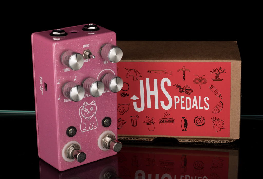 Used JHS Lucky Cat Delay Pink Guitar Effect Pedal With Box