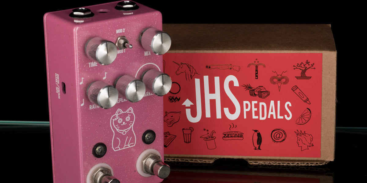 Used JHS Lucky Cat Delay Pink Guitar Effect Pedal With Box