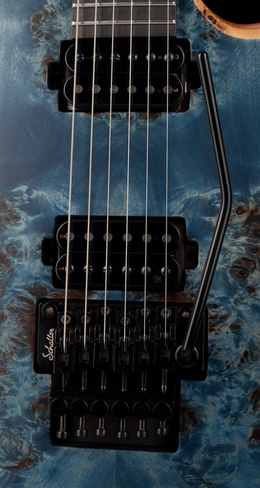 Mayones Duvell Elite Pro 6 String 27" Baritone Satine Trans Aquamarine Electric Guitar With Case