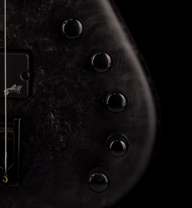 Mayones BE Elite EP 5 String Bass Guitar Trans Black Raw Eye Poplar Top With Case