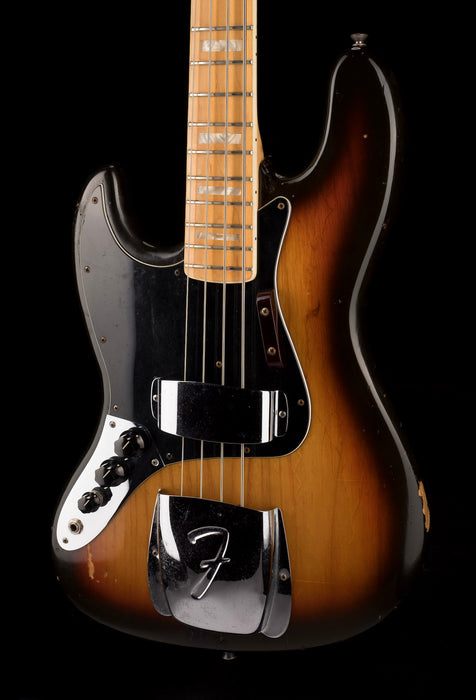 Pre Owned 1978 Fender Left-Handed Jazz Bass Sunburst Maple fretboard With OHSC
