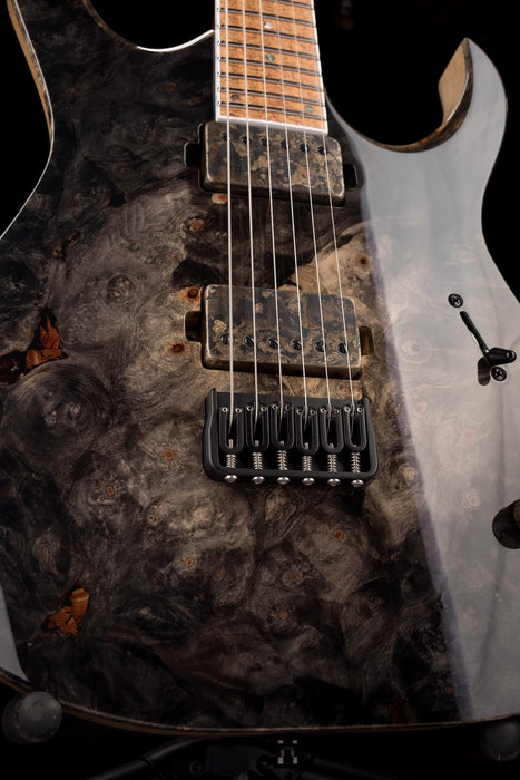 Mayones Duvelle Elte 6 40th Anniversary Master Builder Buckeye Burl Top Natural Fade Gloss Blackburst