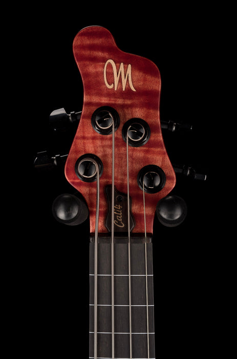 Mayones Cali4 Fretless Bass 17.5" Scale Swamp Ash Body 3A Flame Maple Top Scarlet Red w Case