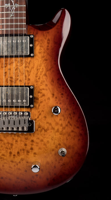 Lueez Double-Cut Carved Top HH Birdseye Maple Sunburst Electric Guitar With Soft Case