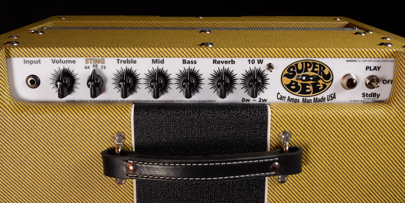 Carr 1x10 Super Bee Tweed with Black Tolex Stripe Combo Tube Guitar Amp
