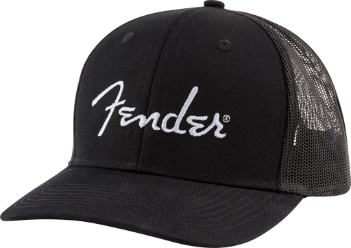Fender Silver Thread Logo Snapback Trucker Hat Black One Size Fits Most