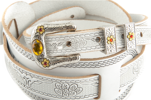Gretsch Vintage Tooled Leather Guitar Strap-White