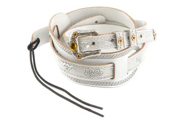 Gretsch Vintage Tooled Leather Guitar Strap-White