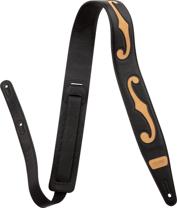 Gretsch F-Holes Leather Strap Black and Tan 3"