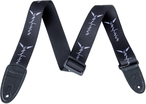 Gretsch Wing Logo Pattern Strap Black with Gray Logos