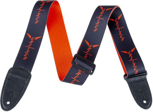 Gretsch Wing Logo Pattern Strap Black with Gray Logos