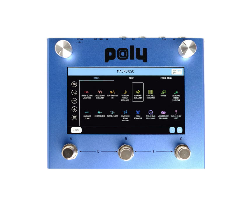 Poly Effects Beebo Visual Multi Modulation/ Quad Channel Delay/Reverb/Mixer/Cab Simulator Blue Version