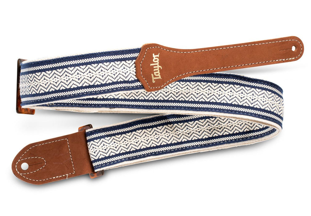 Taylor Academy Strap White/Blue Jacquard Cotton 2" 