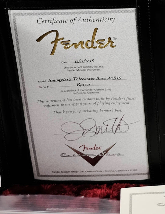 Fender Custom Shop Masterbuilt Jason Smith Smuggler's Tele Bass Closet Classic Black NAMM '19