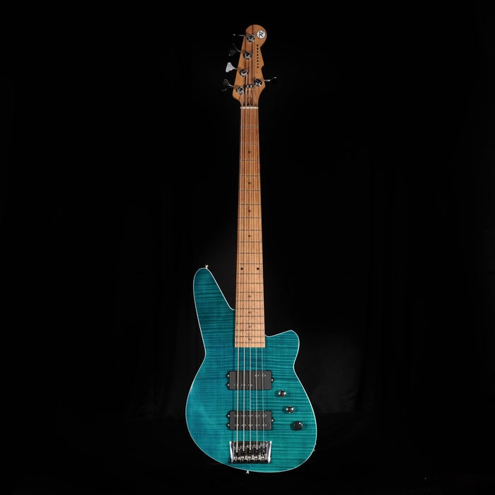 Used Reverend Mercalli 5FM 5 String Electric Bass Guitar Turquoise Flame Maple