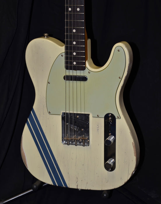 Pre Owned '17 Fender Custom Shop Masterbuilt Greg Fessler 1963 Relic Telecaster  Vintage White Blue Stripes w/ OHSC