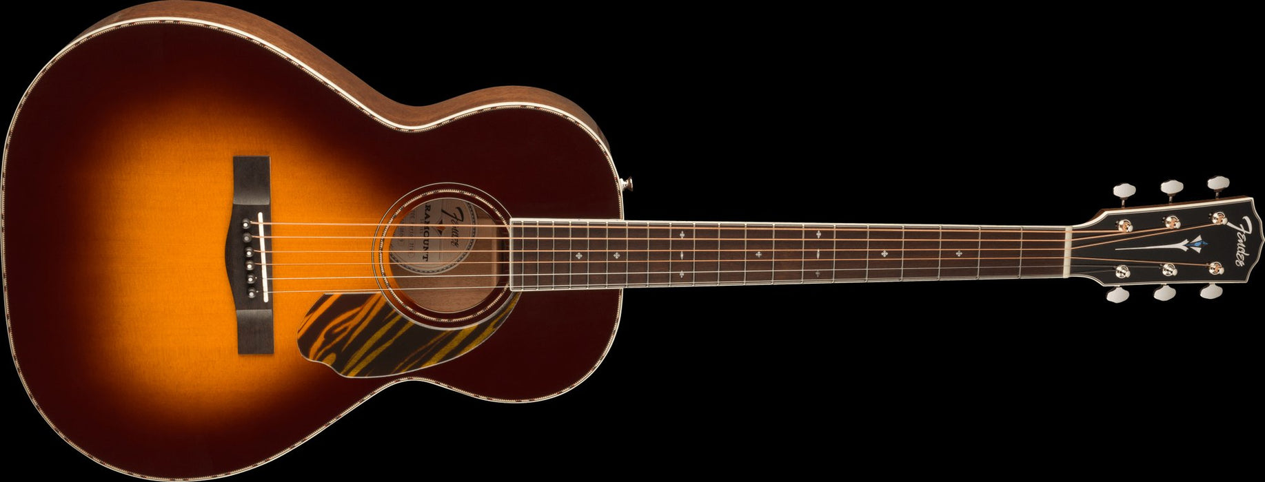 Fender PS-220E Parlor, Ovangkol Fingerboard, 3-Tone Vintage Sunburst Acoustic Guitars