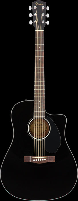 Fender CD-60SCE Dreadnought Walnut Fingerboard Black Acoustic Guitar