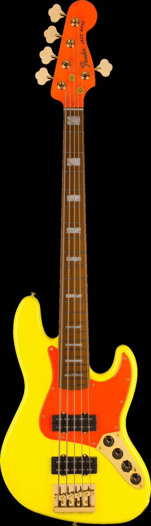 Fender MonoNeon Jazz Bass V Maple Fingerboard Neon Yellow With Gig Bag