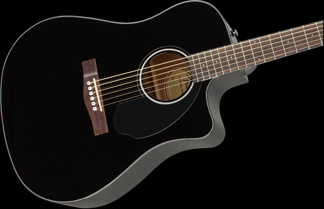 Fender CD-60SCE Dreadnought Walnut Fingerboard Black Acoustic Guitar