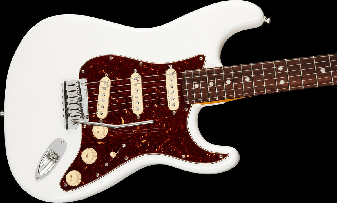 Fender American Ultra Stratocaster Rosewood Fingerboard Arctic Pearl Electric Guitar With Case