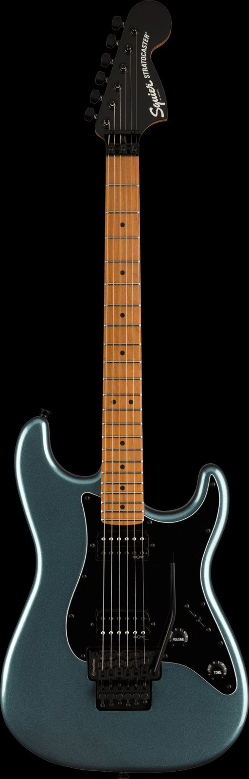 Squier Contemporary Stratocaster HH Floyd Rose Roasted Maple Fingerboard Black Pickguard Gunmetal Metallic Electric Guitar