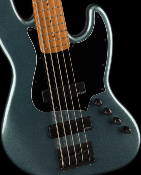 Squier Contemporary Active Jazz Bass® HH V, Roasted Maple Fingerboard, Black Pickguard, Gunmetal Metallic Bass Guitars