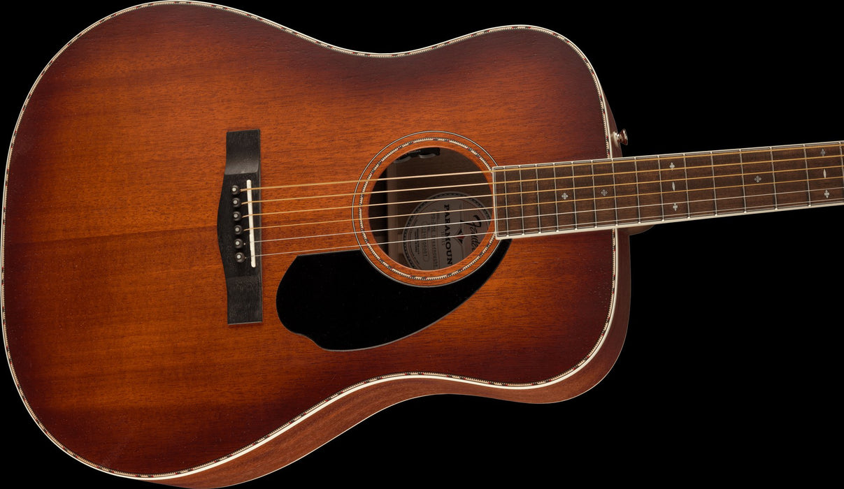 Fender PD-220E Dreadnought, All Mahogany, Ovangkol Fingerboard, Aged Cognac Burst Acoustic Guitars