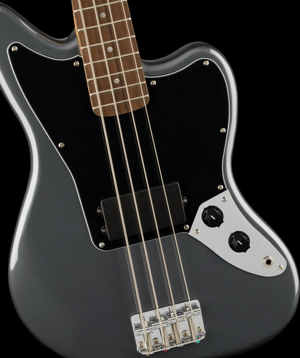 Squier Affinity Series Jaguar Bass H Laurel Fingerboard Black Pickguard Charcoal Frost Metallic