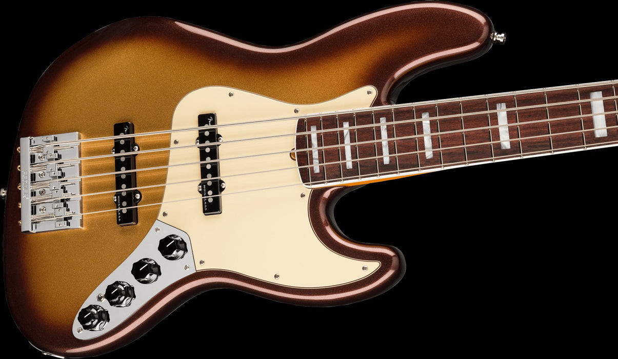 Fender American Ultra Jazz Bass V Rosewood Fingerboard Mocha Burst Electric Bass With Case