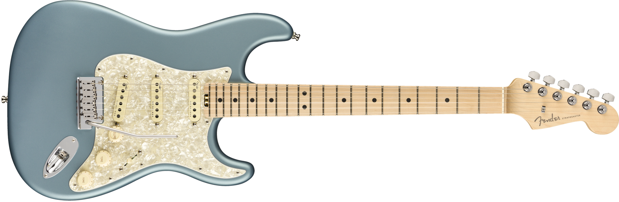 DISC - Fender American Elite Stratocaster Maple Fingerboard - Satin Ice Blue Metallic With Case