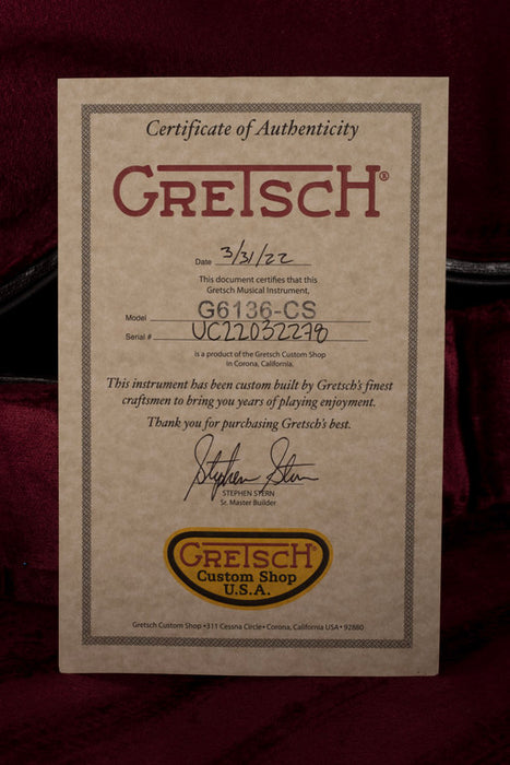 Pre-Owned 2022 Gretsch Custom Shop Masterbuilt Stephen Stern G6136CS Holoflake Falcon with OHSC