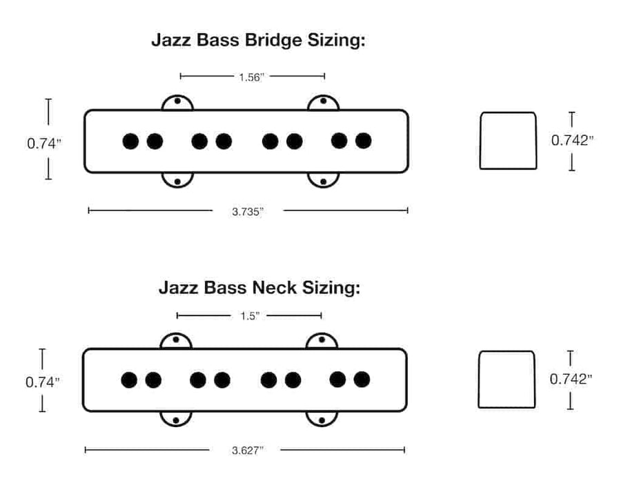 Lindy Fralin Jazz Bass Stock Stagger Black Covers Pickup Set