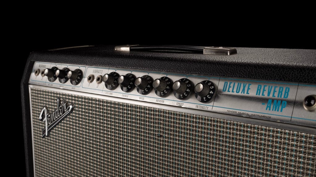 Vintage 1968 Fender Deluxe Reverb Black/Silver Guitar Amp Combo