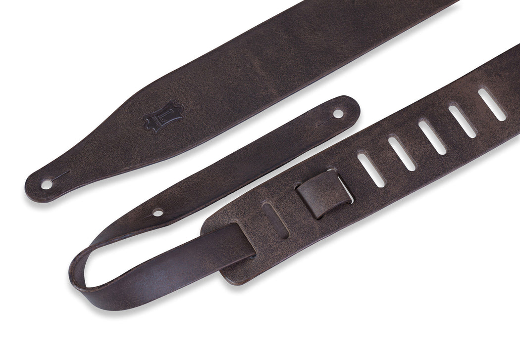 Levy's M17D-DBR 2 1/2" Wide Dark Brown Veg-Tan Leather Guitar Strap