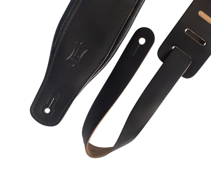Levy's M26PD-BLK 3 inch Wide Top Grain Leather Guitar Straps