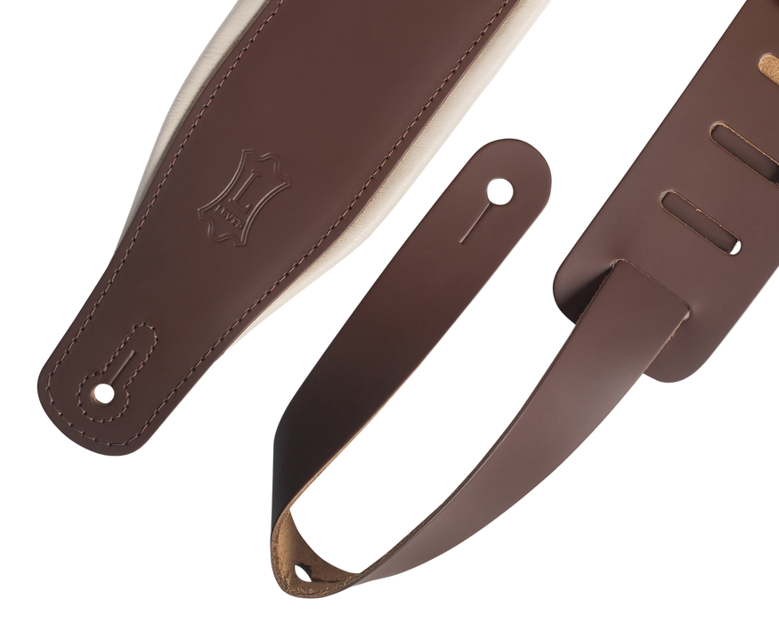 Levy's M26PD-BRN_CRM 3 inch Wide Top Grain Leather Guitar Straps