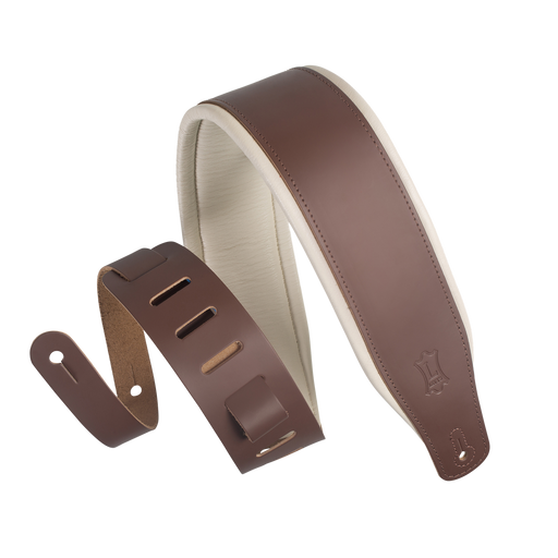 Levy's M26PD-BRN_CRM 3 inch Wide Top Grain Leather Guitar Straps