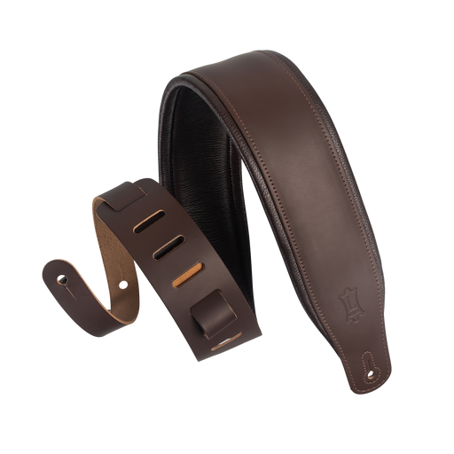 Levy's M26PD-DBR_DBR 3 inch Wide Top Grain Leather Guitar Straps