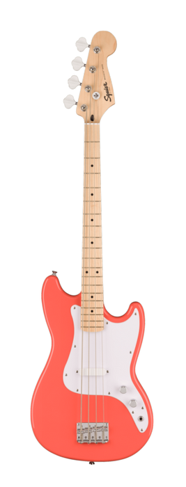 Squier Sonic Bronco Bass Maple Fingerboard White Pickguard Tahitian Coral
